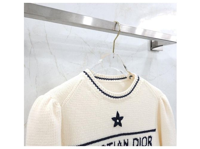 Dior Kurzarm-Strick aus Wolle und Kaschmir in Ecru - Ansicht 3