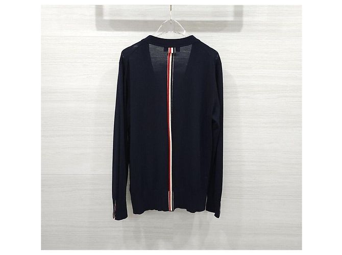 Thom Browne Gestreifter Wollcardigan Navy Blau - Ansicht 2