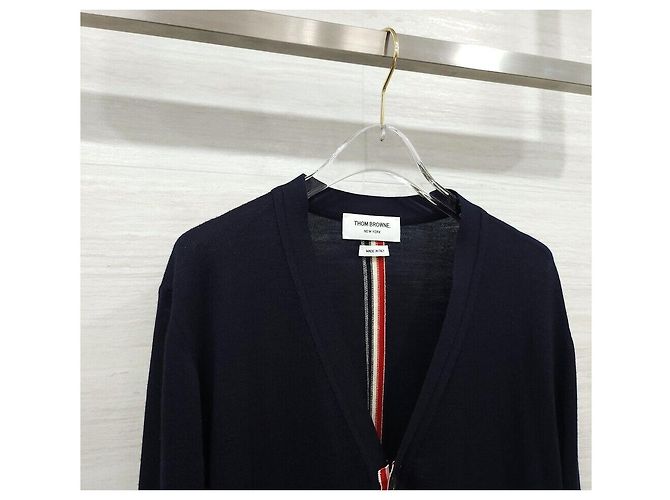 Thom Browne Gestreifter Wollcardigan Navy Blau - Ansicht 3