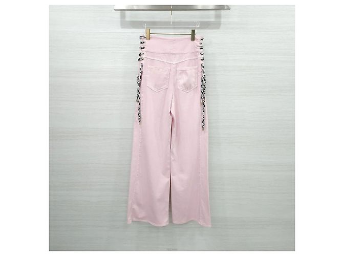 Chanel Pantalones anchos de tweed con cordón Rosa - vista 2