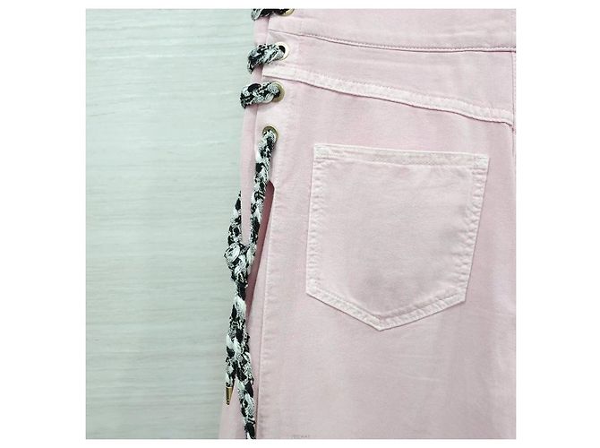 Chanel Pantalones anchos de tweed con cordón Rosa - vista 6