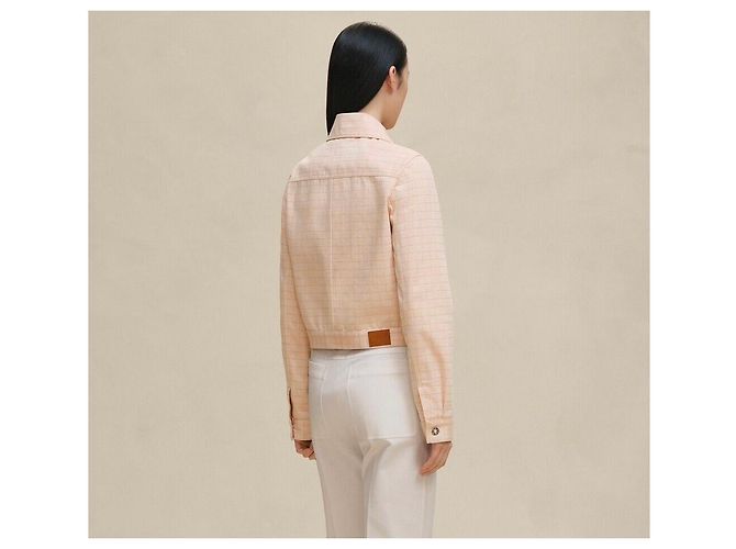 Hermès Chaqueta de algodón Tatter Sal Check Blanco - vista 10