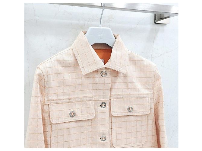 Hermès Chaqueta de algodón Tatter Sal Check Blanco - vista 3
