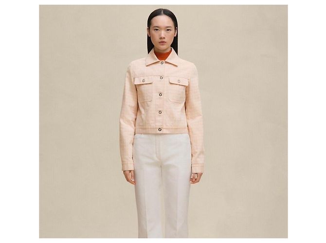 Hermès Chaqueta de algodón Tatter Sal Check Blanco - vista 8