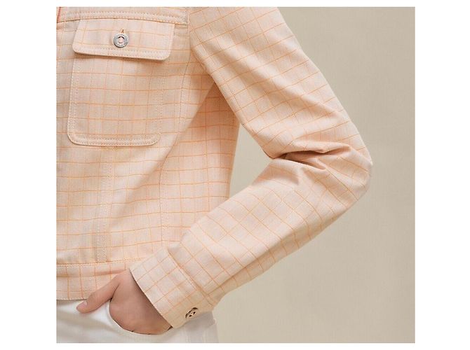 Hermès Chaqueta de algodón Tatter Sal Check Blanco - vista 9