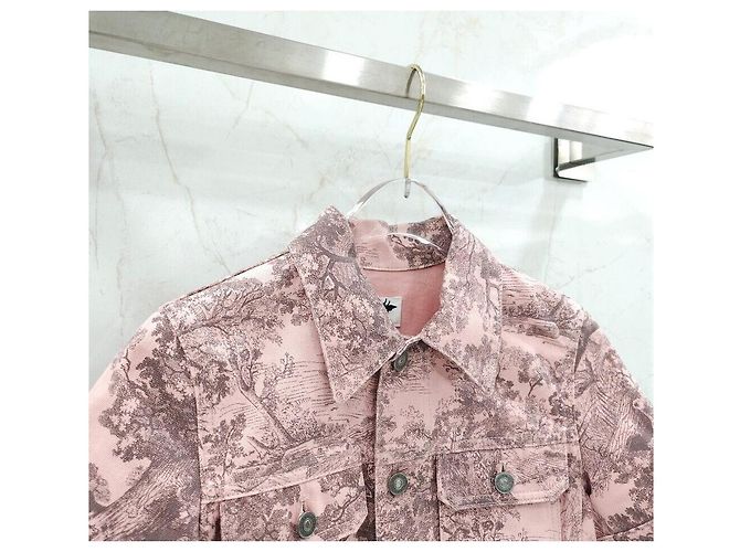 Dior Riviera Kurzarm-Twill-Denimjacke Rosa - Ansicht 3