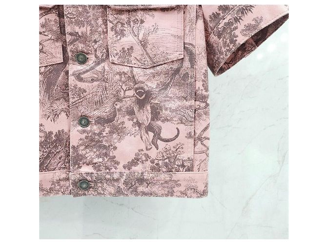 Dior Riviera Kurzarm-Twill-Denimjacke Rosa - Ansicht 5