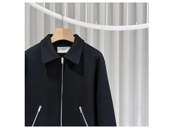Céline Textured Wool Teddy Varsity Jacket Black - view 4