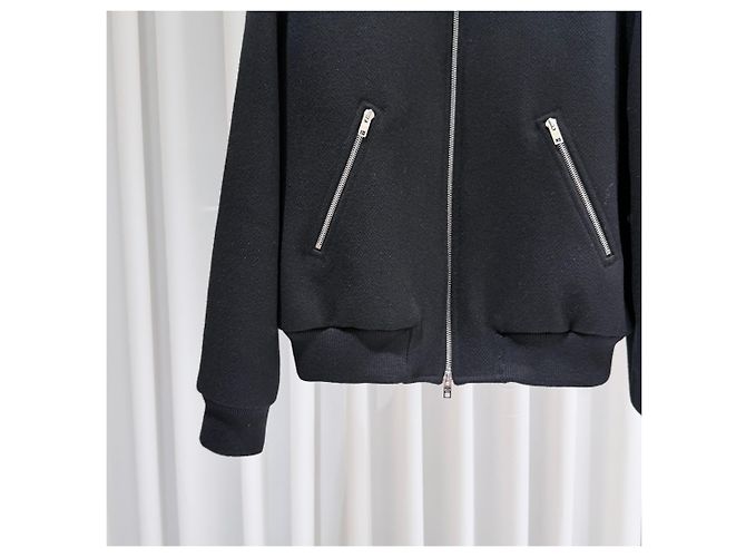 Céline Textured Wool Teddy Varsity Jacket Black - view 5
