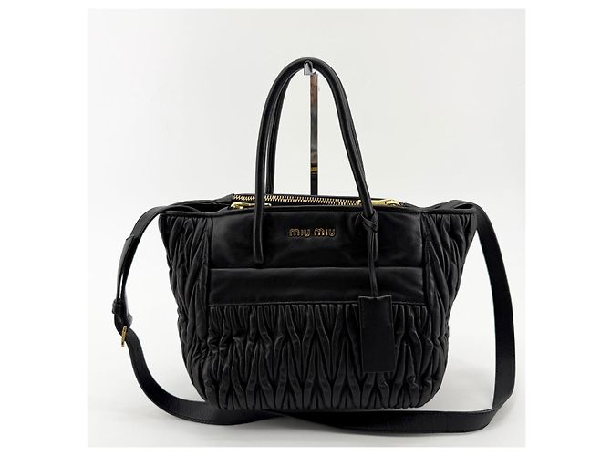 Miu Miu Borsa a tracolla Matelassé Napa Nero - vista 3