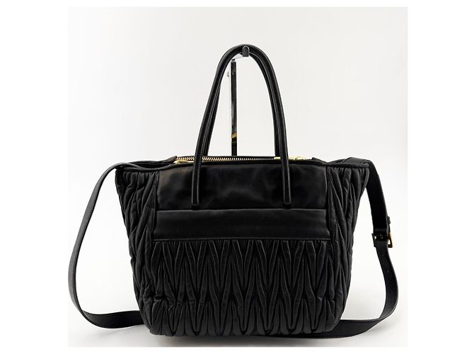 Miu Miu Borsa a tracolla Matelassé Napa Nero - vista 4