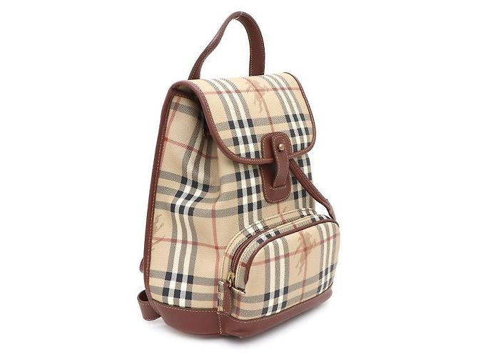 Burberry Classic Haymarket Check Pocket Drawstring Backpack Brown - view 2