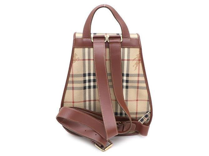 Burberry Classic Haymarket Check Pocket Drawstring Backpack Brown - view 3