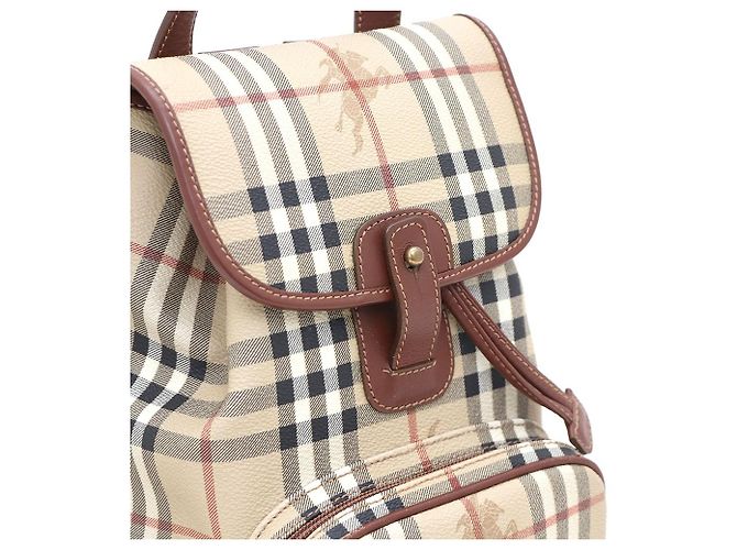 Burberry Classic Haymarket Check Pocket Drawstring Backpack Brown - view 5