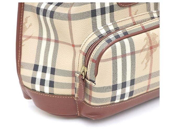 Burberry Classic Haymarket Check Pocket Drawstring Backpack Brown - view 6