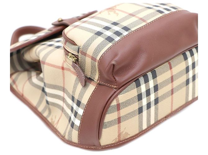 Burberry Classic Haymarket Check Pocket Drawstring Backpack Brown - view 7