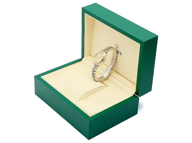 Rolex Orologio Combi da donna Datejust con diamanti originali e quadrante champagne gold D'oro - vista 25