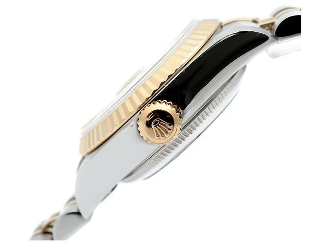 Rolex Orologio Combi da donna Datejust con diamanti originali e quadrante champagne gold D'oro - vista 8