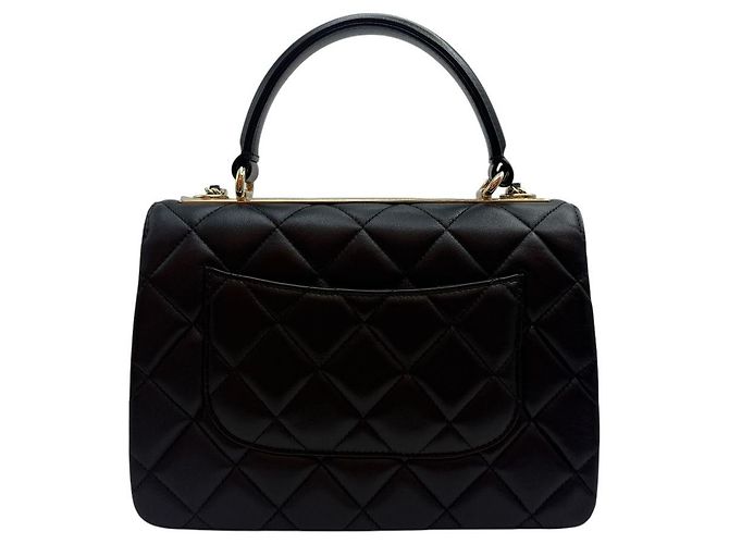 Chanel Borsa a tracolla piccola in pelle di agnello con patta e catena Nera Nero - vista 4