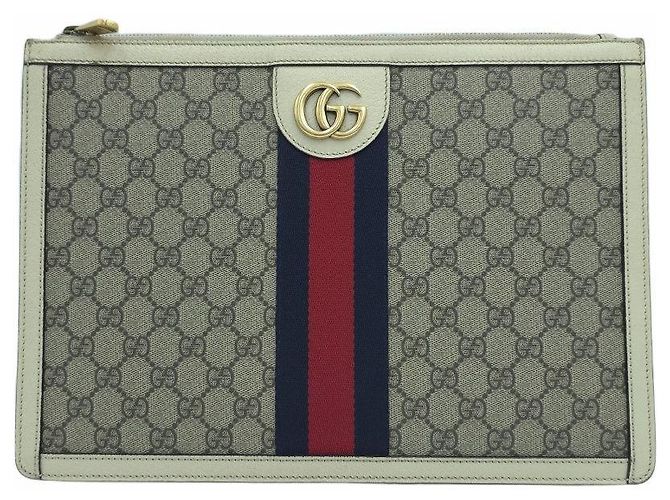 Gucci Borsa a Pochette Portfolio Ophidia GG Supreme Marrone - vista 8