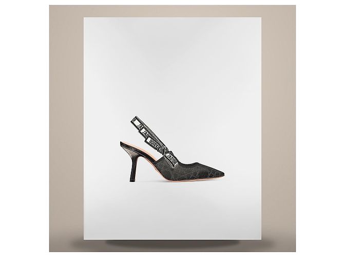 J'Adior Slingback Pumps Black Cannage Motif Technical Fabric - view 2