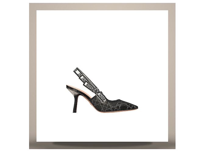 J'Adior Slingback Pumps Black Cannage Motif Technical Fabric - view 3