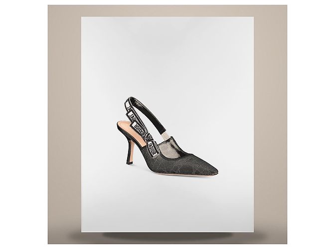 J'Adior Slingback Pumps Black Cannage Motif Technical Fabric - view 4