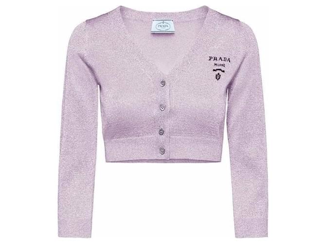 Prada Kurzes Lurex-Cardigan Lila - Ansicht 4
