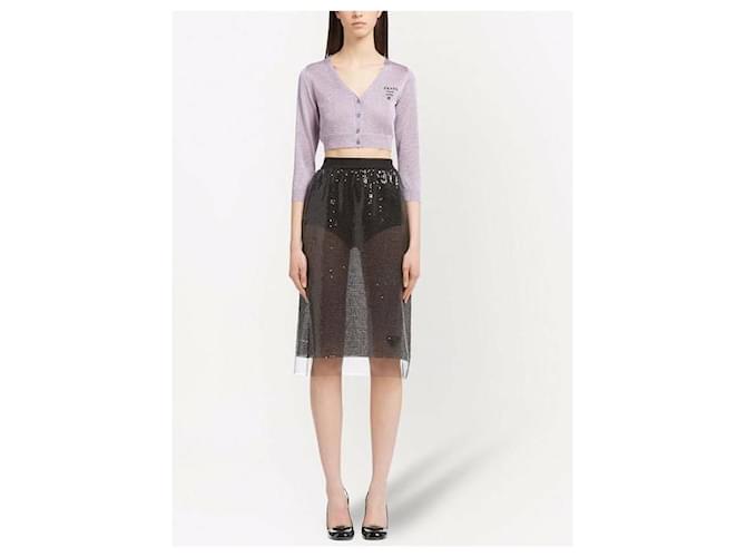 Prada Kurzes Lurex-Cardigan Lila - Ansicht 5