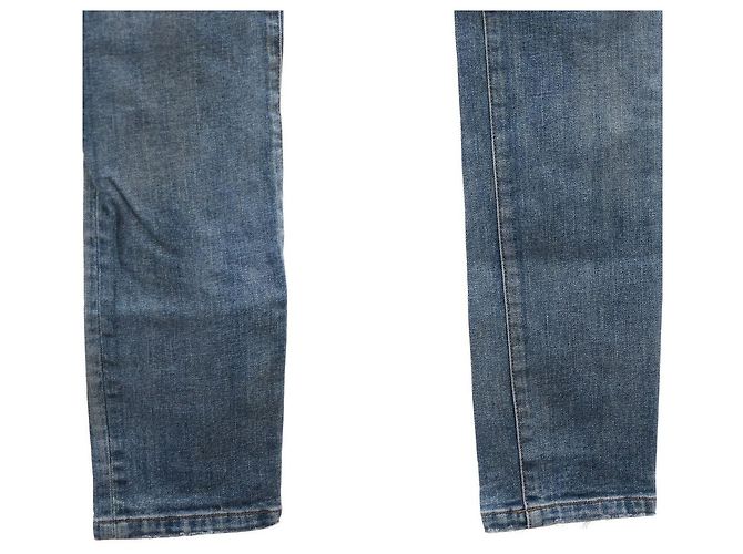 Balmain Jeans Biker con Cerniera Argentata Blu - vista 4