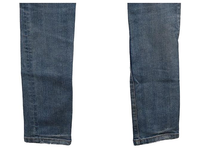 Balmain Jeans Biker con Cerniera Argentata Blu - vista 7