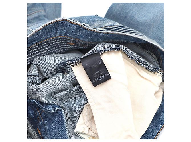 Balmain Jeans Biker con Cerniera Argentata Blu - vista 9