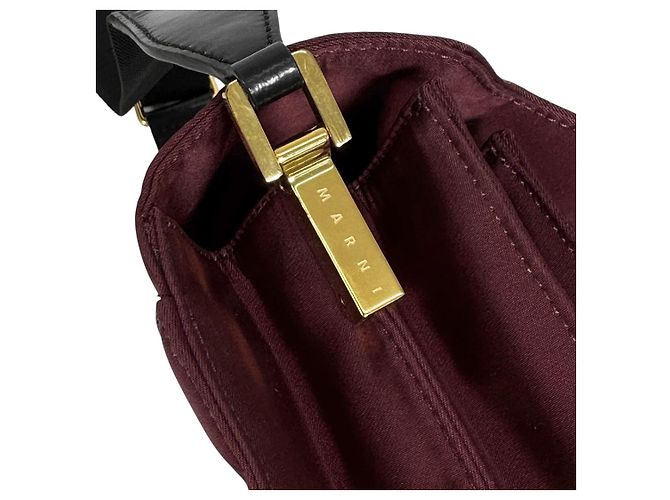 Marni Borsa a tracolla Trunk in nylon Saffiano Burgundy Medium Rosso - vista 10