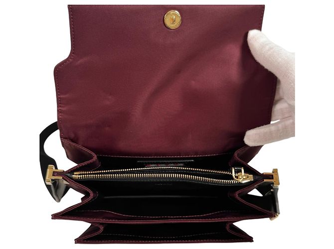 Marni Borsa a tracolla Trunk in nylon Saffiano Burgundy Medium Rosso - vista 11
