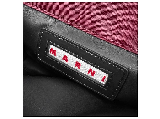 Marni Borsa a tracolla Trunk in nylon Saffiano Burgundy Medium Rosso - vista 12