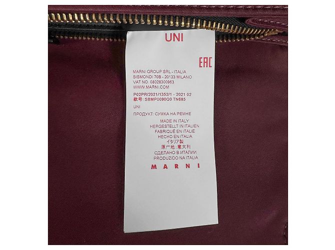 Marni Borsa a tracolla Trunk in nylon Saffiano Burgundy Medium Rosso - vista 13