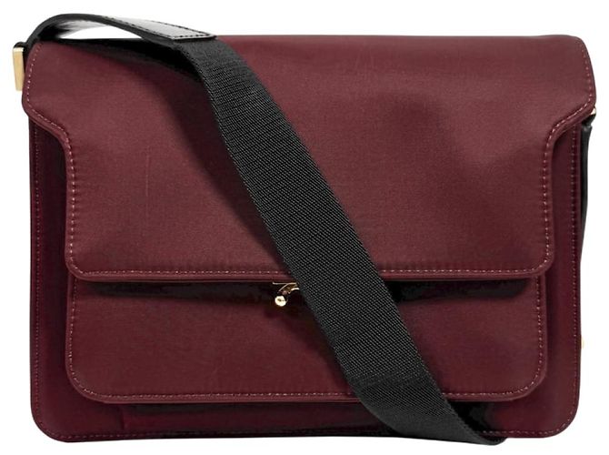 Marni Borsa a tracolla Trunk in nylon Saffiano Burgundy Medium Rosso - vista 2