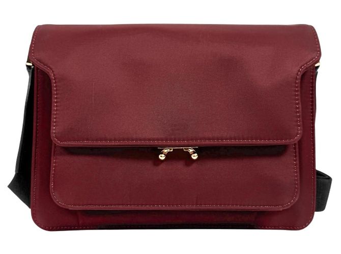 Marni Borsa a tracolla Trunk in nylon Saffiano Burgundy Medium Rosso - vista 4