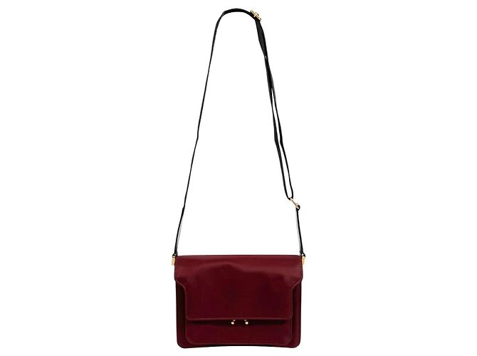 Marni Borsa a tracolla Trunk in nylon Saffiano Burgundy Medium Rosso - vista 5
