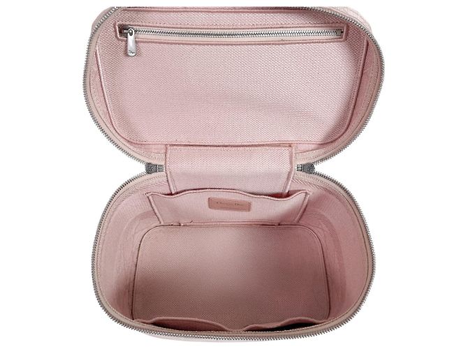 Dior Travel Cannage Embroidery Mesh Vanity Case Tote Bag Pink Large - view 10