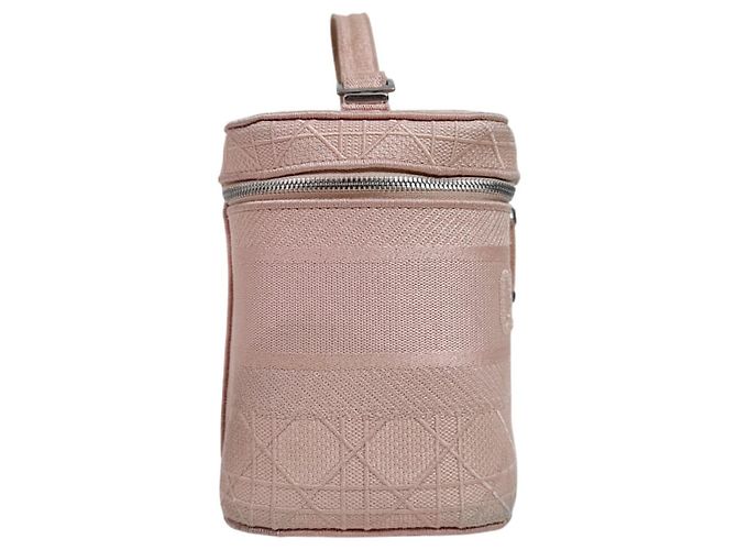 Dior Travel Cannage Embroidery Mesh Vanity Case Tote Bag Pink Large - view 4