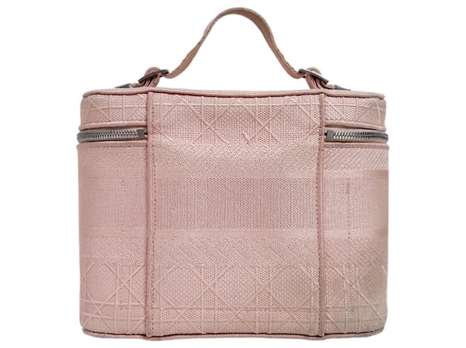 Dior Travel Cannage Embroidery Mesh Vanity Case Tote Bag Pink Large - view 5