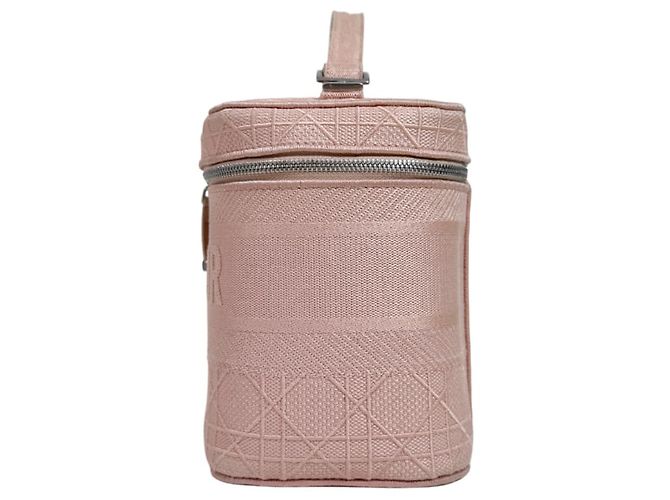 Dior Travel Cannage Embroidery Mesh Vanity Case Tote Bag Pink Large - view 6