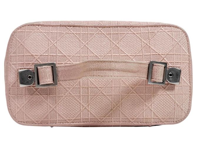 Dior Travel Cannage Embroidery Mesh Vanity Case Tote Bag Pink Large - view 7