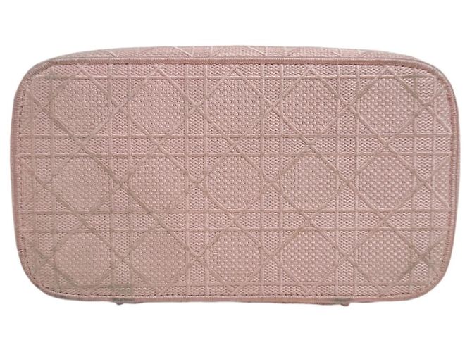 Dior Travel Cannage Embroidery Mesh Vanity Case Tote Bag Pink Large - view 8
