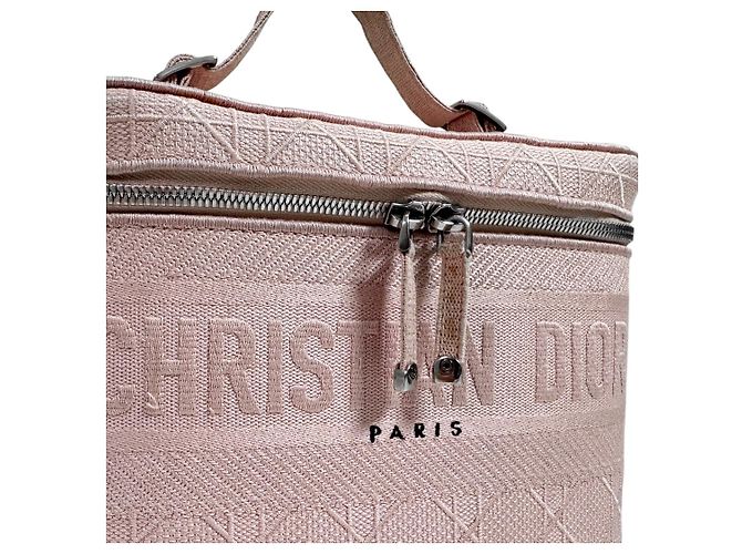 Dior Travel Cannage Embroidery Mesh Vanity Case Tote Bag Pink Large - view 9