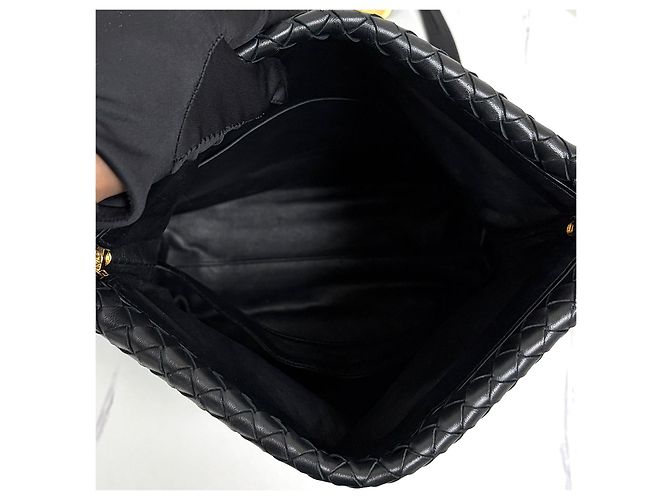 Bottega Veneta Borsa a Tracolla Intrecciato Nera Nero - vista 13