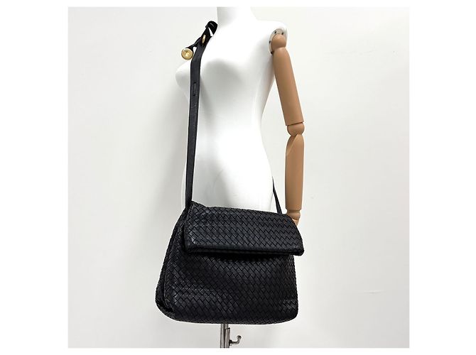 Bottega Veneta Borsa a Tracolla Intrecciato Nera Nero - vista 4