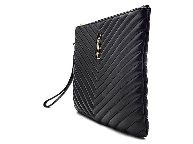 Saint Laurent Clutch Monogram New Medium Nero - vista 2