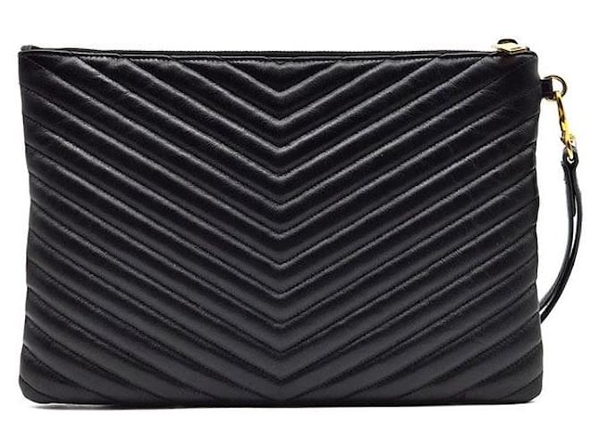 Saint Laurent Clutch Monogram New Medium Nero - vista 3